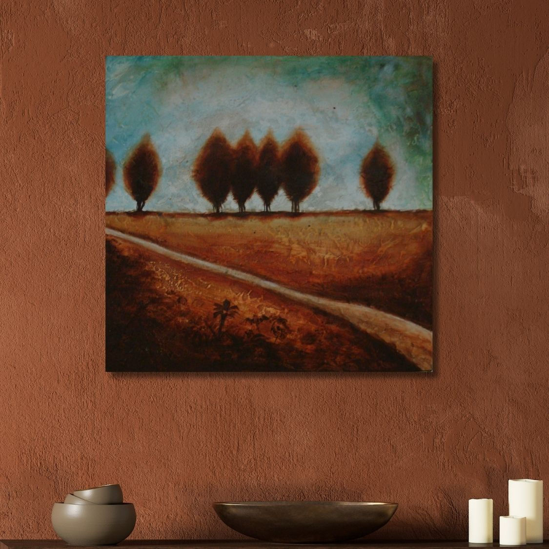 Handmade acrylic tree horizon art