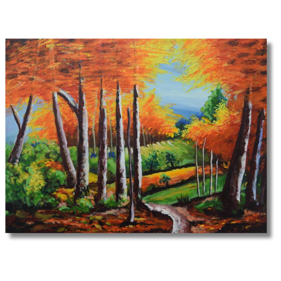 Scenery painting with forest path