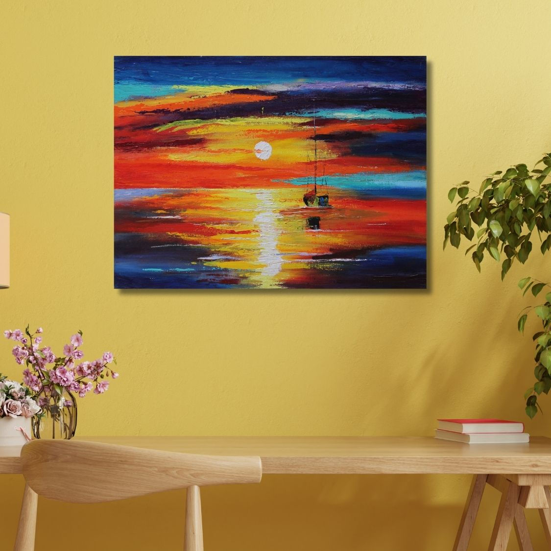 Sailboat at Sea Landscape Painting