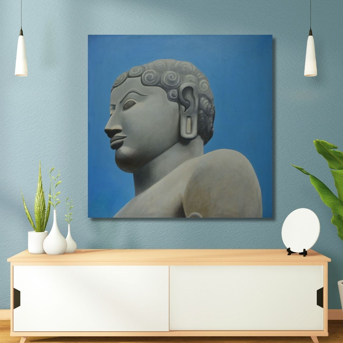 Gomateshwara Bahubali Painting Realistic Sculpture Art