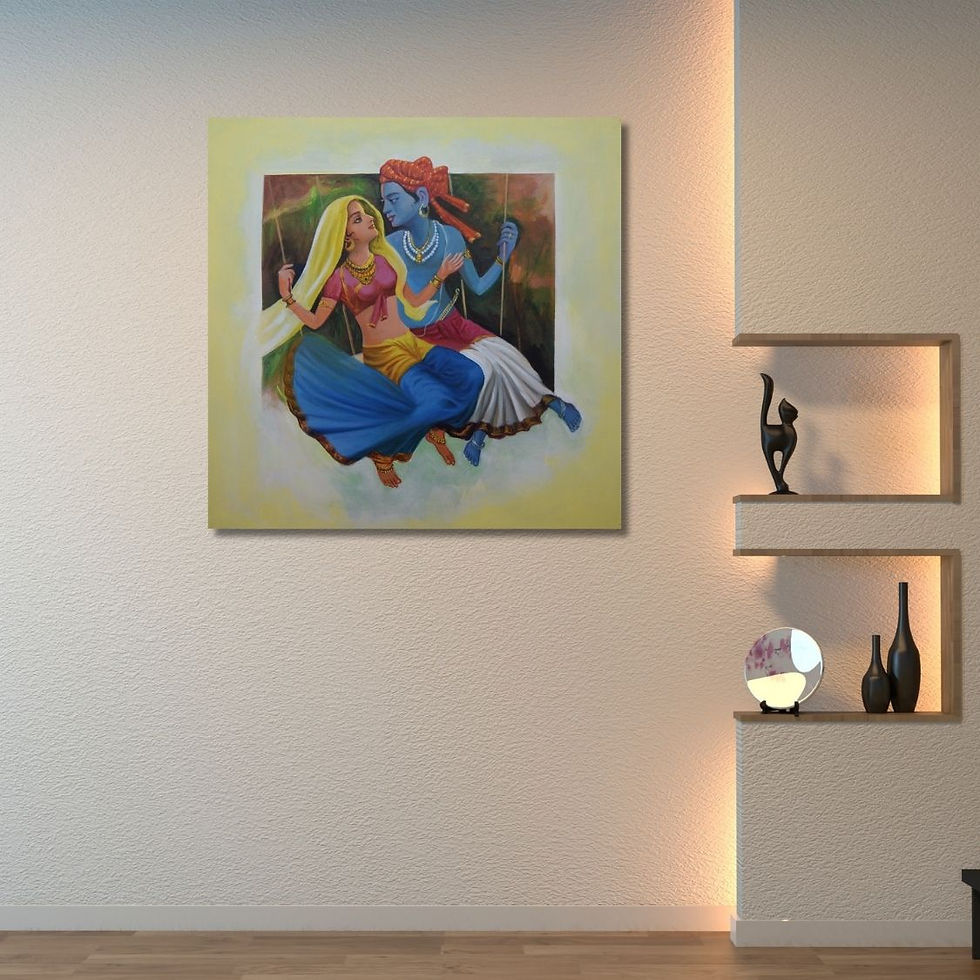 Handmade Radha Krishna Canvas Art