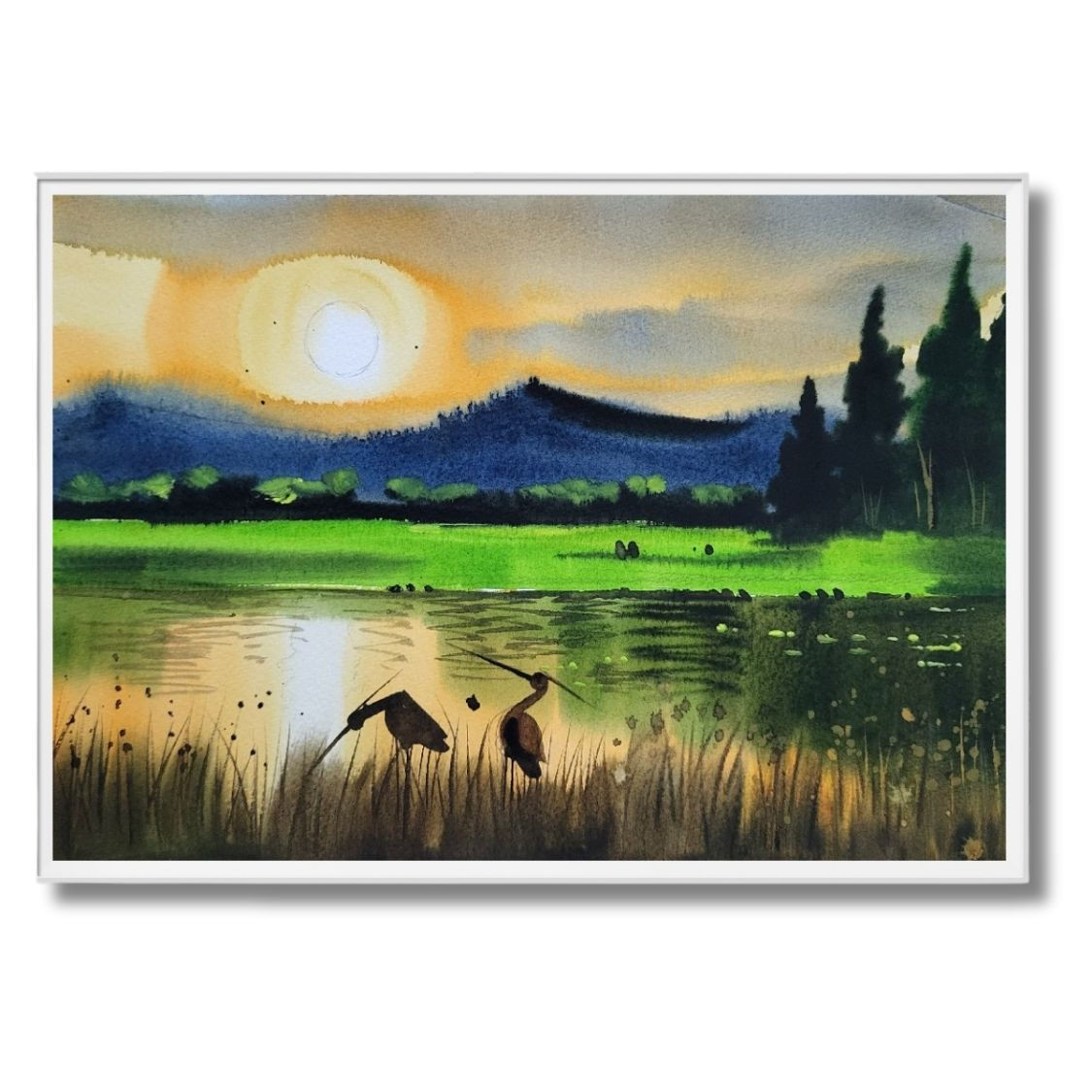 sunrise watercolor painting