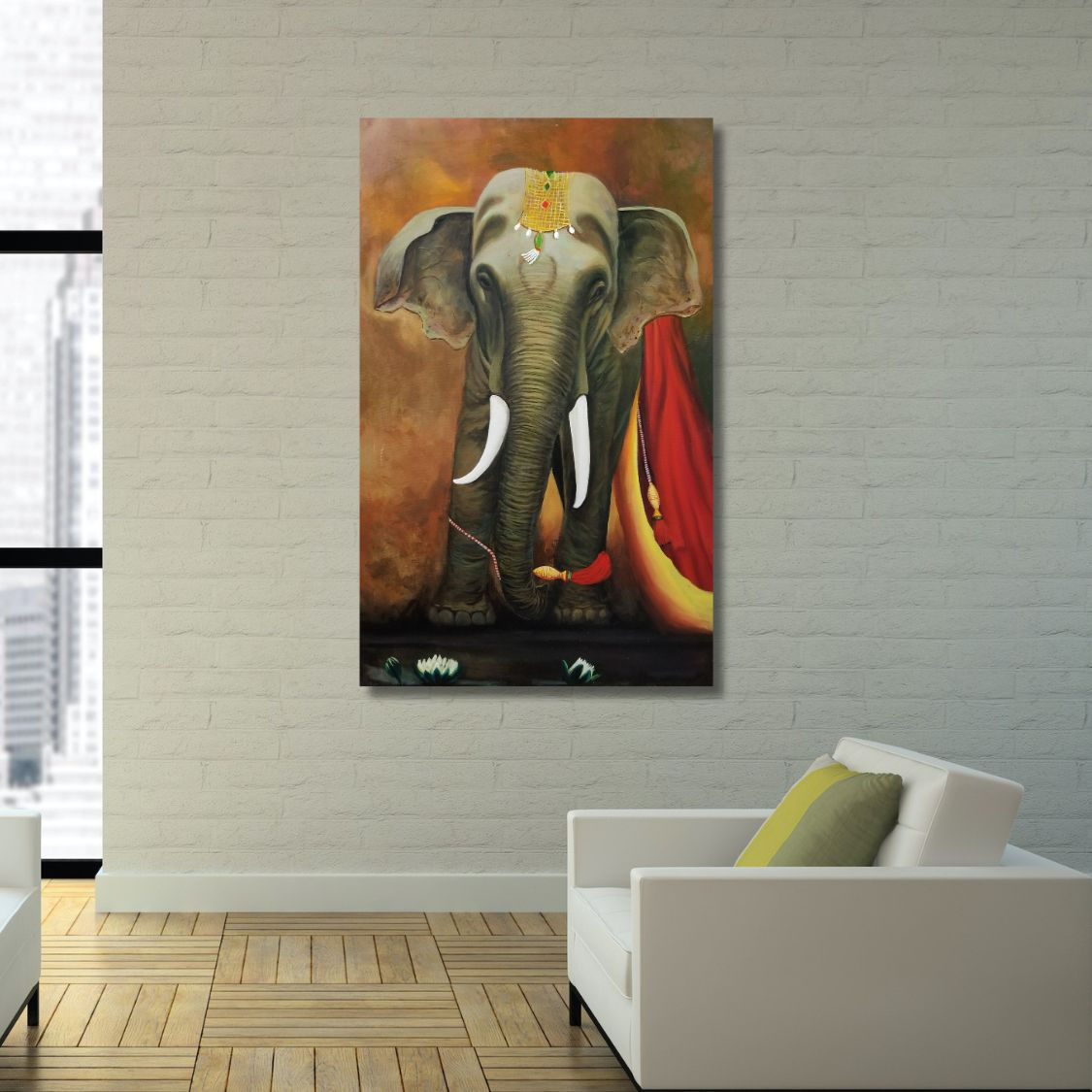 realistic elephant acrylic painting