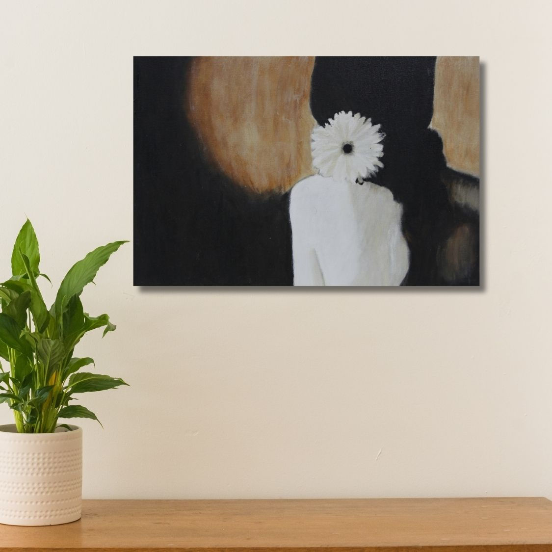White Flower Girl Painting