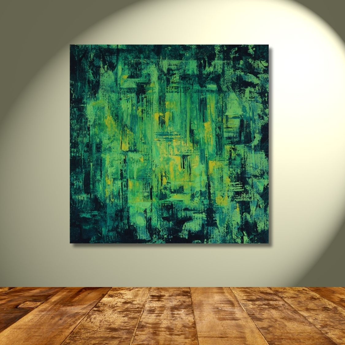 Green and Yellow Abstract Canvas