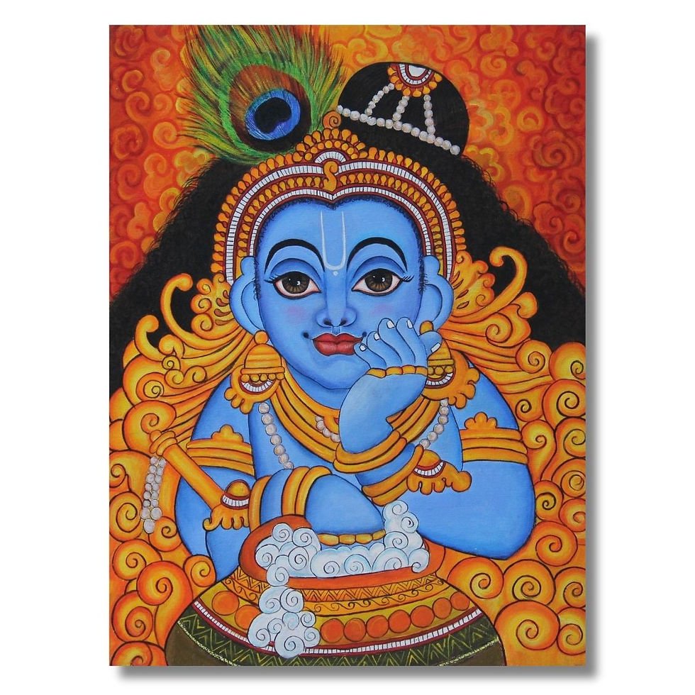 baby krishna kerala mural painting