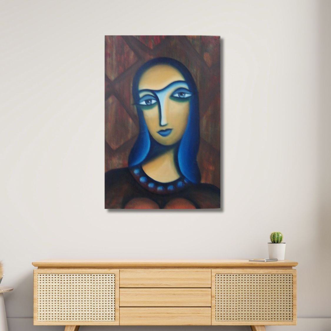 Handmade Acrylic Lady Painting