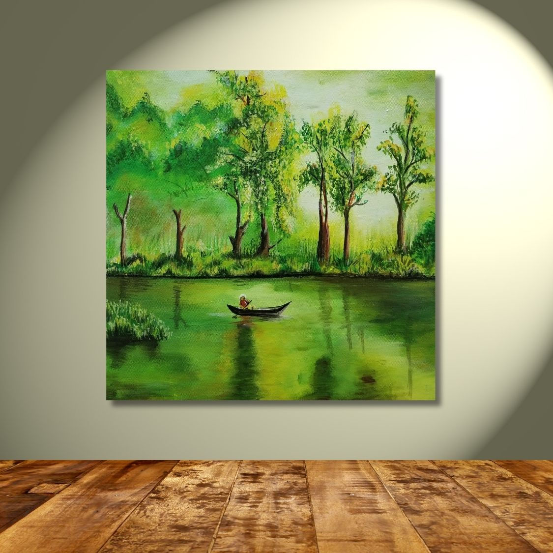 Serene Boat on Water Painting