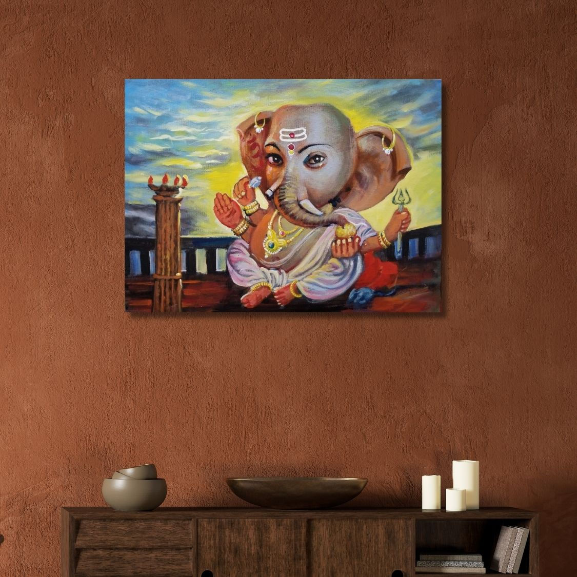 Acrylic Ganpati Painting