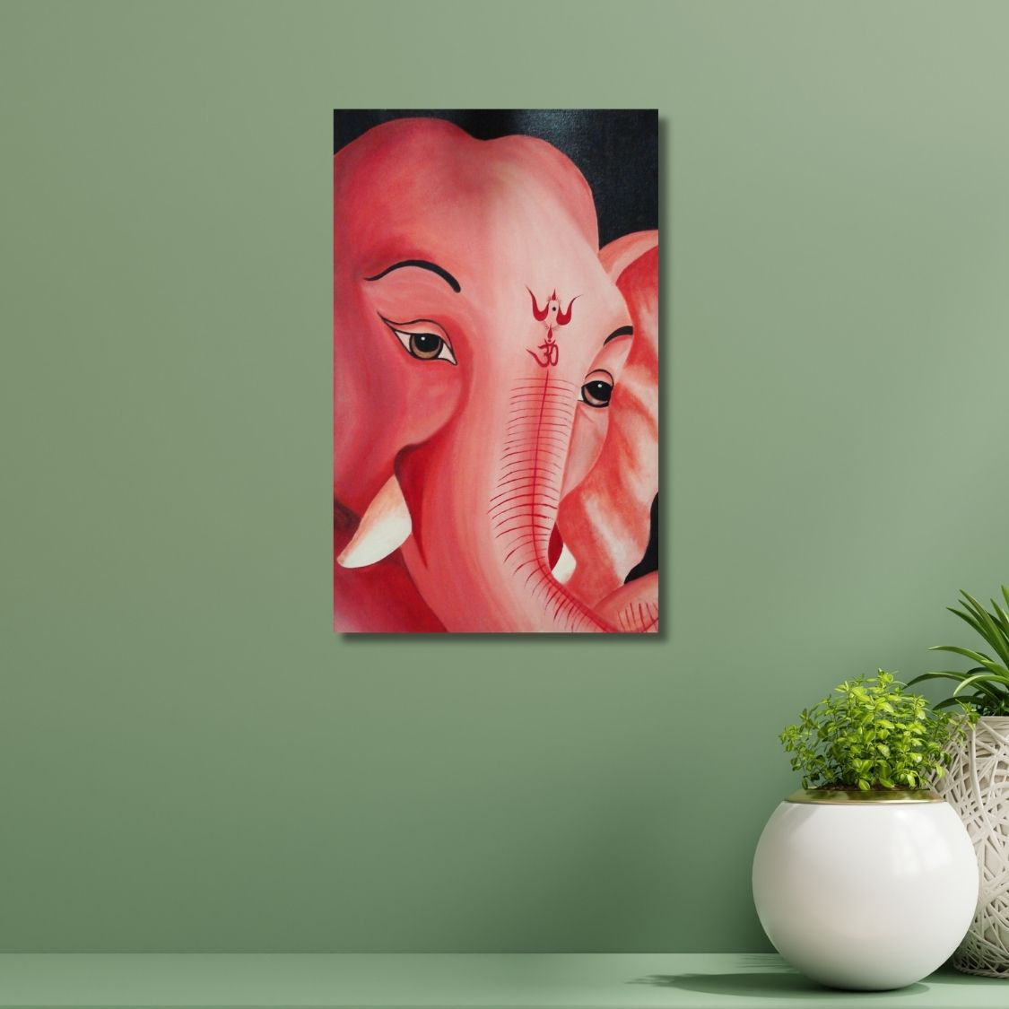 acrylic ganpati face canvas