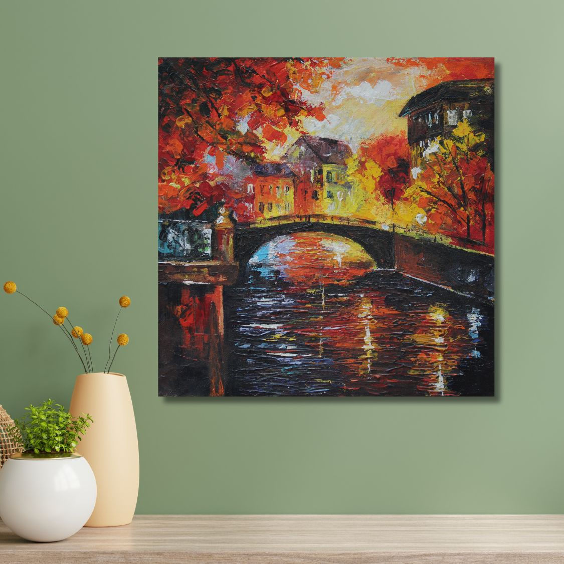 warm tone city painting