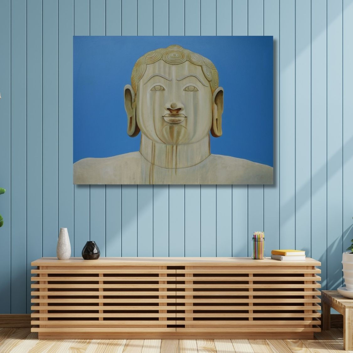 Spiritual Bahubali Painting Displayed in Pooja Room