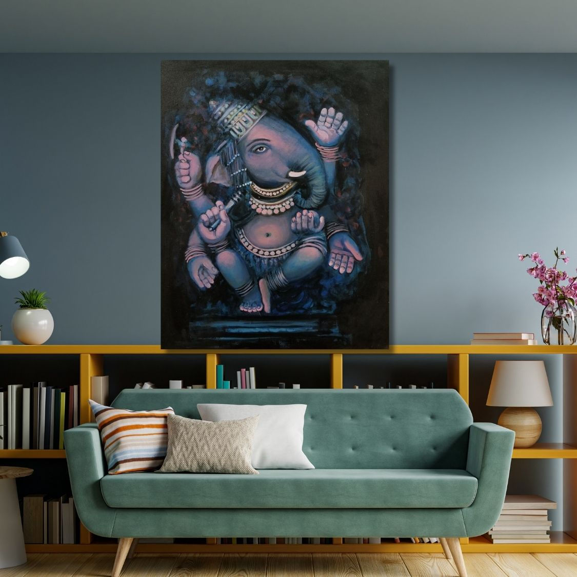 Abstract Blue Ganesha Art