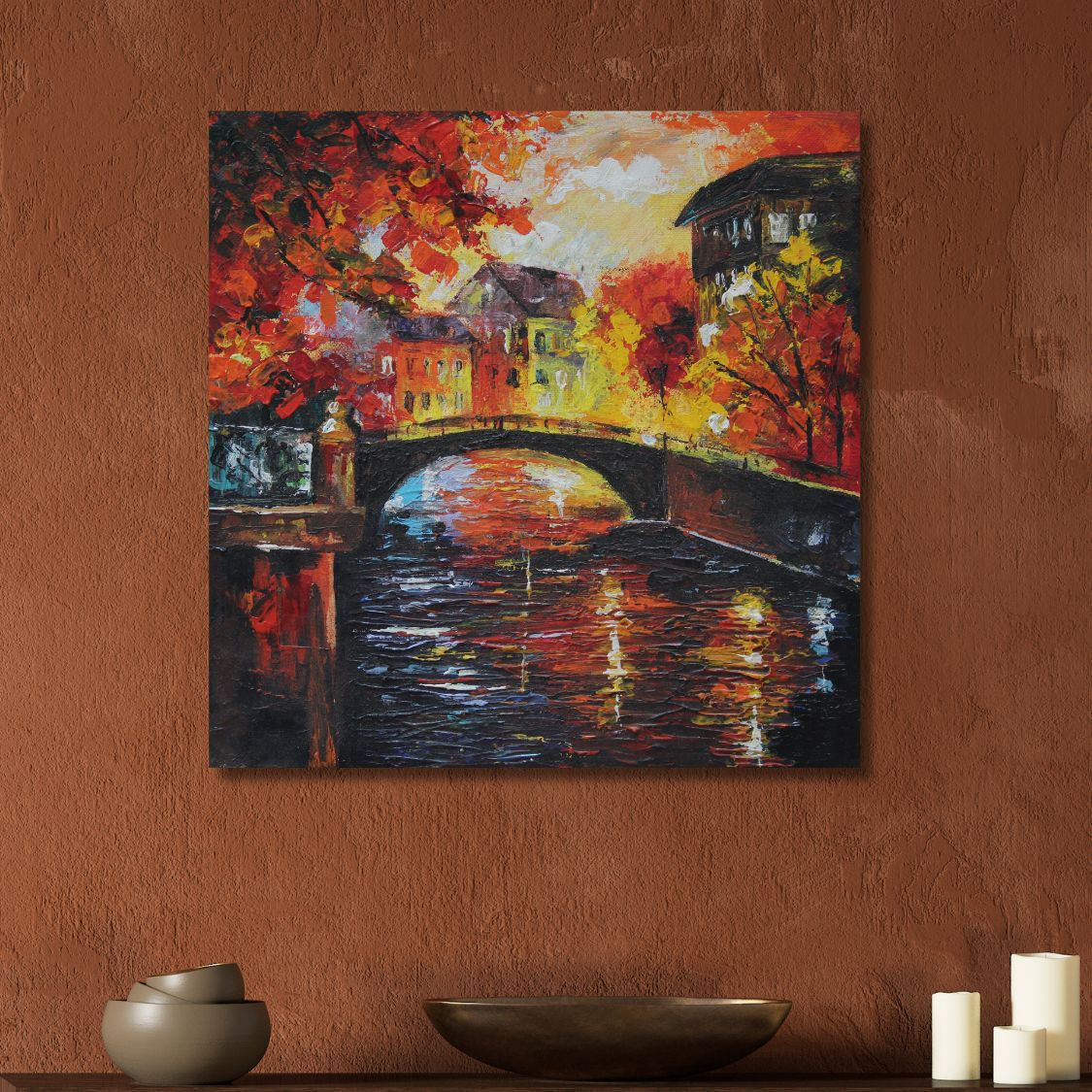 bridge over water painting