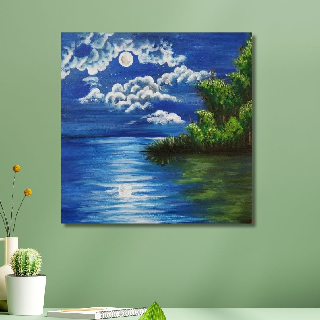 Moon Reflection on Water Art