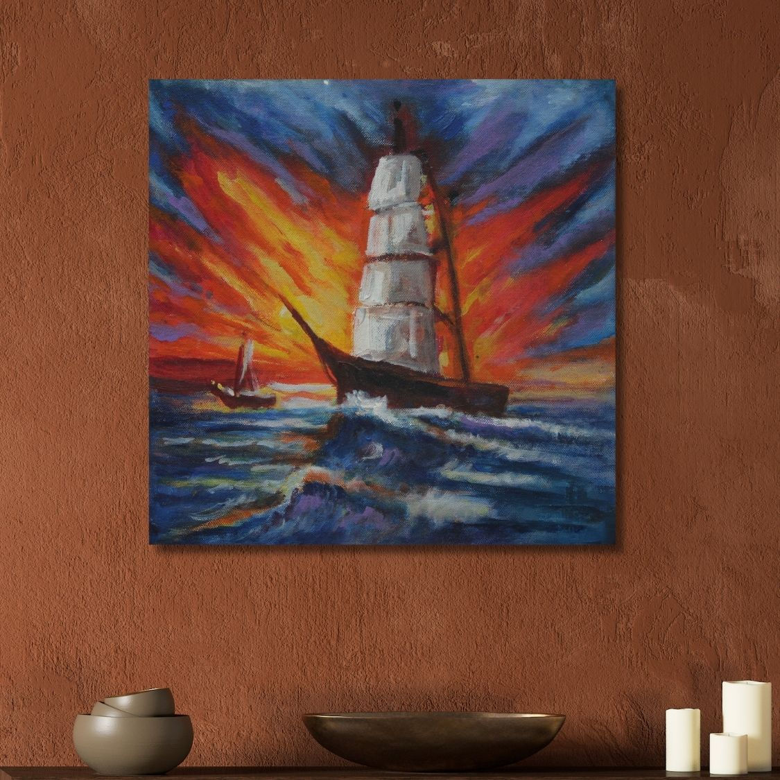 Fiery Seascape Art