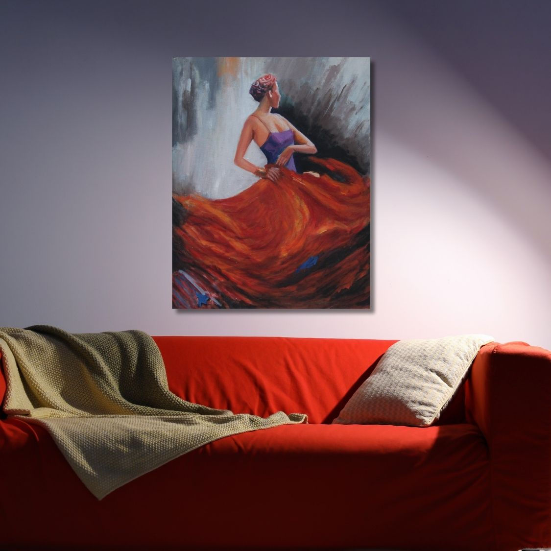red dress dancer painting