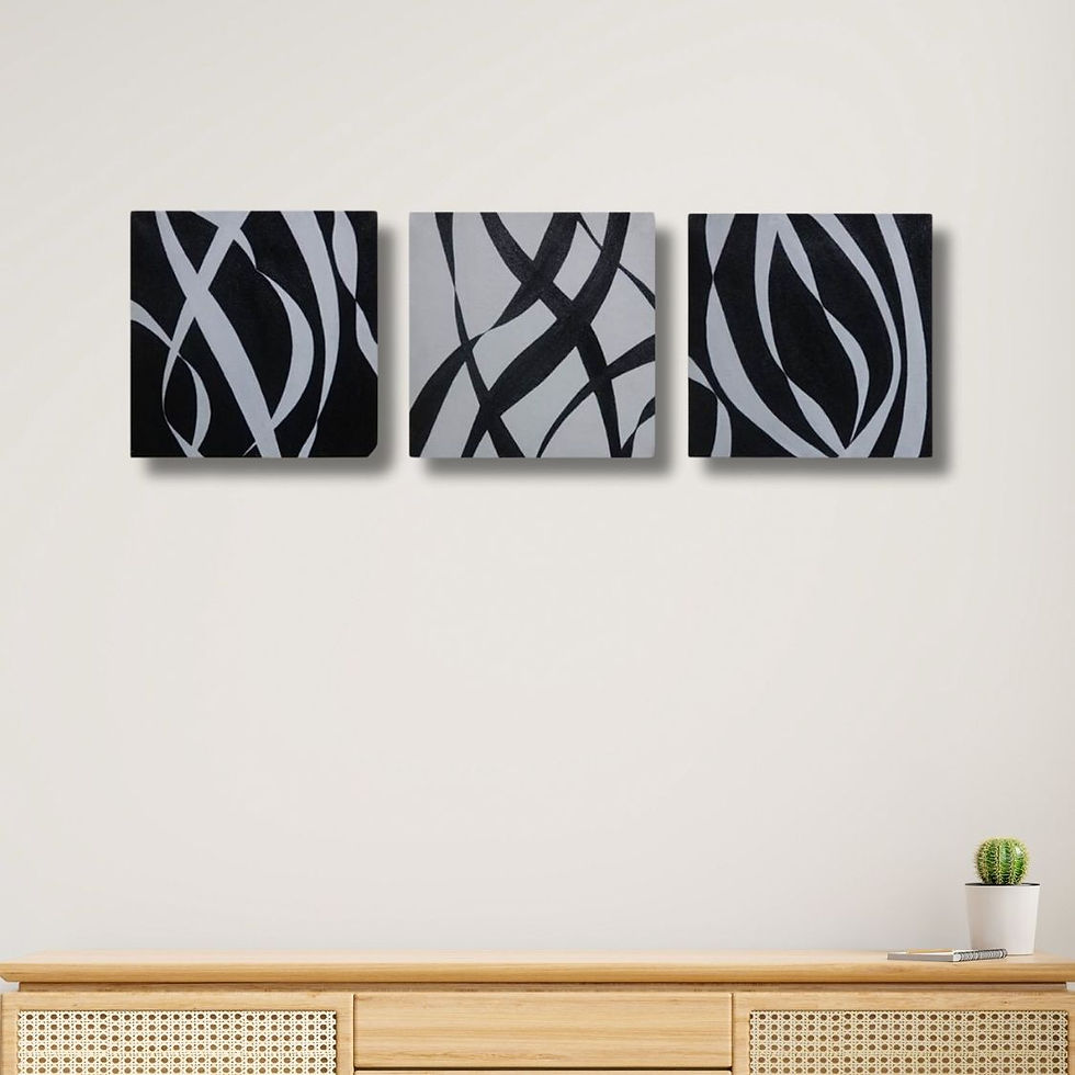 Handmade Black and White Acrylic Art Set