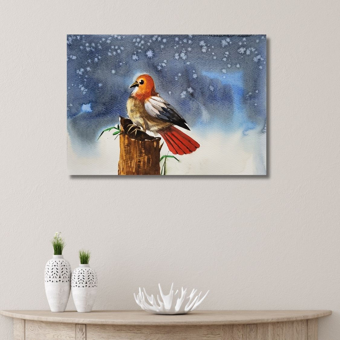 colorful bird watercolor artwork