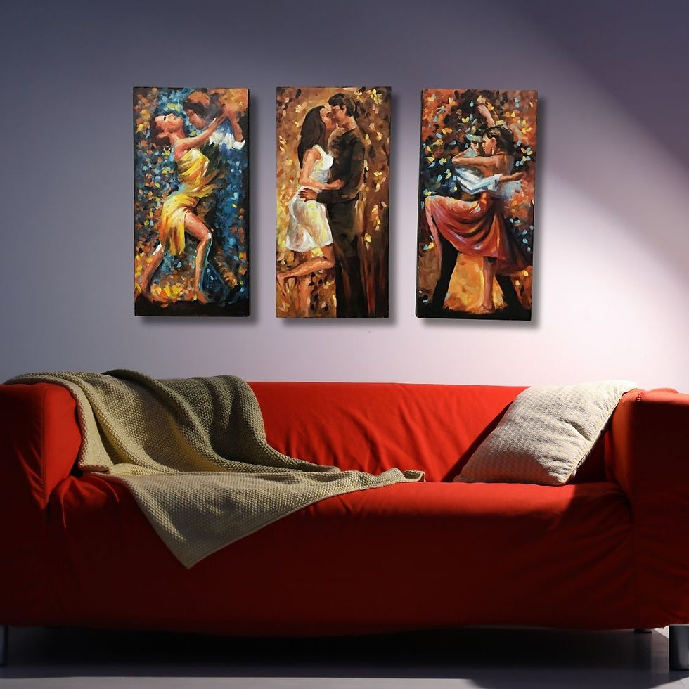 3 panel handmade dance painting