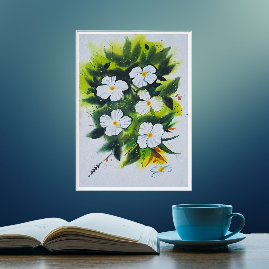 elegant flower watercolor wall decor