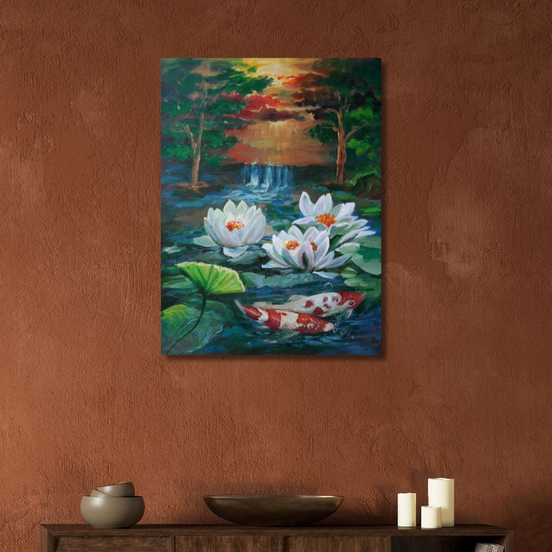 koi fish and lotus painting