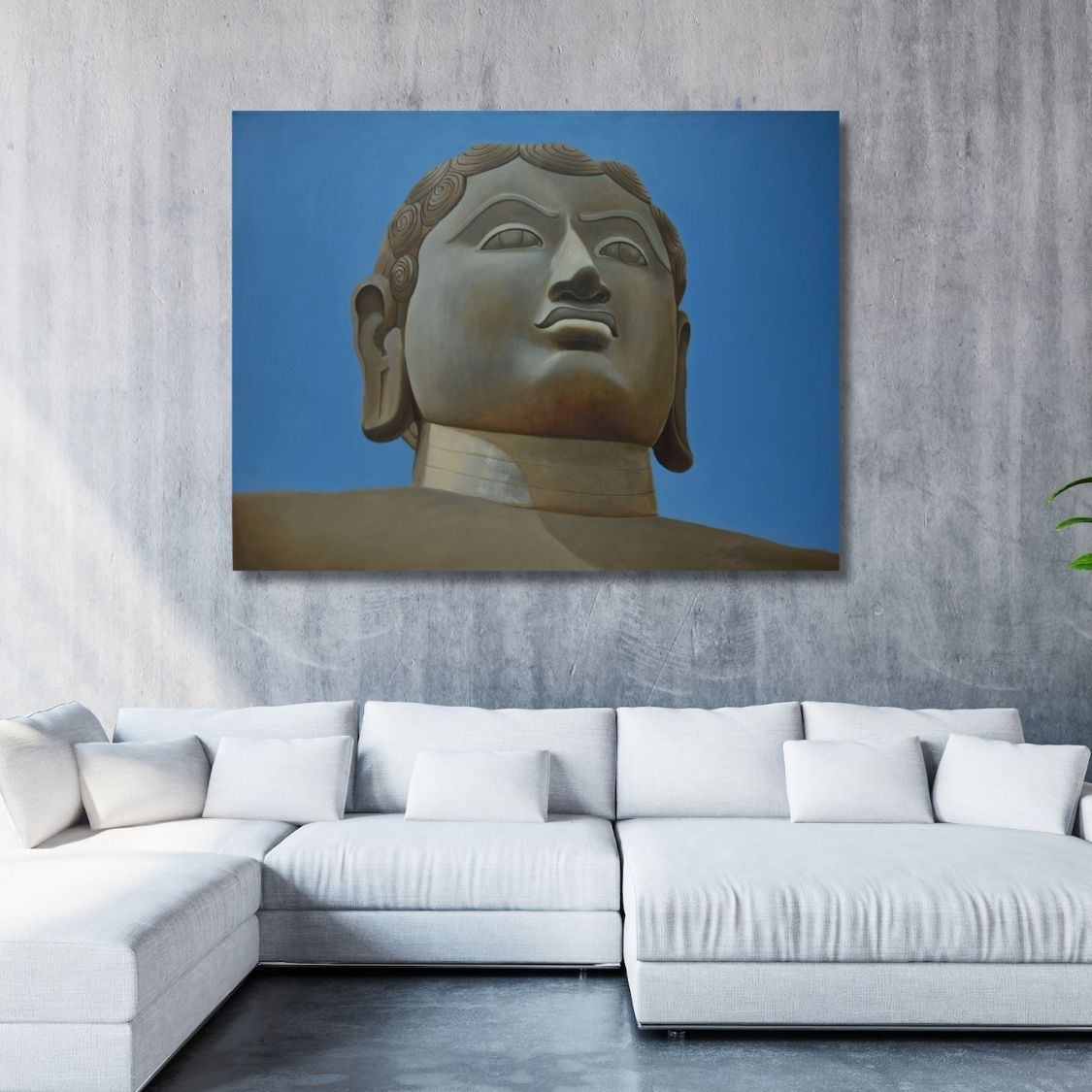 Bahubali Sculpture Painting Blue Sky Background