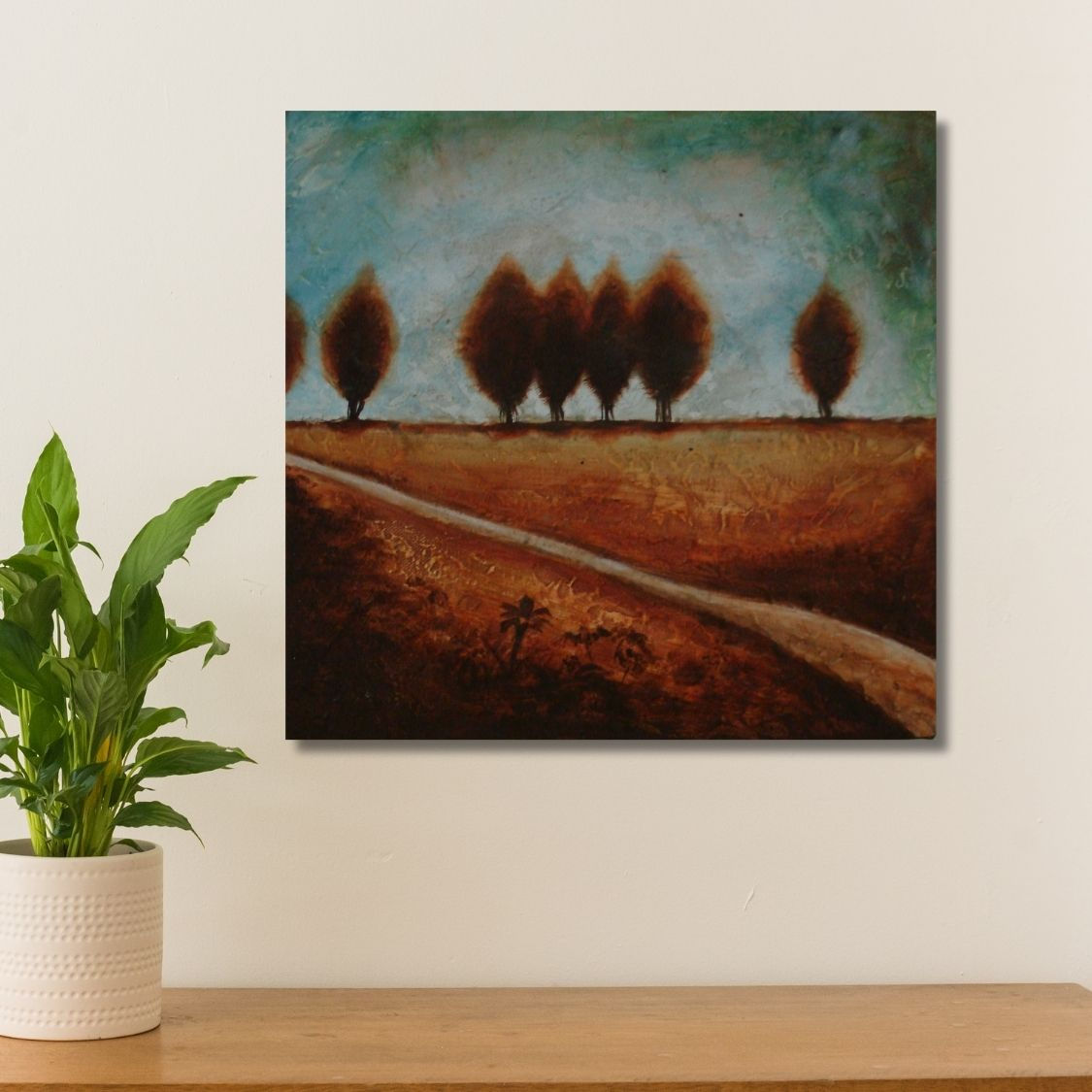Nature painting with row of trees