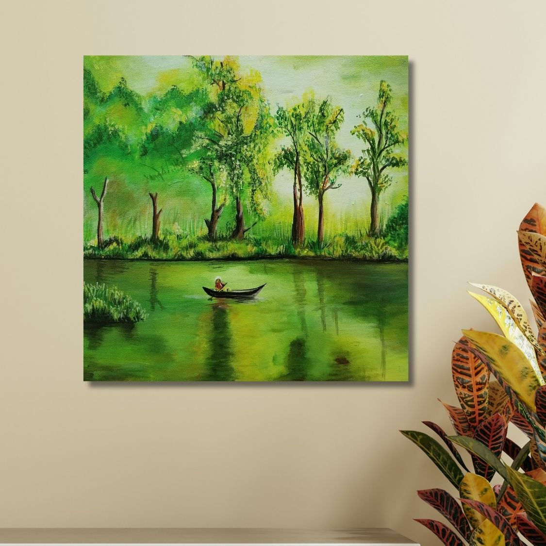 Peaceful River Boat Artwork