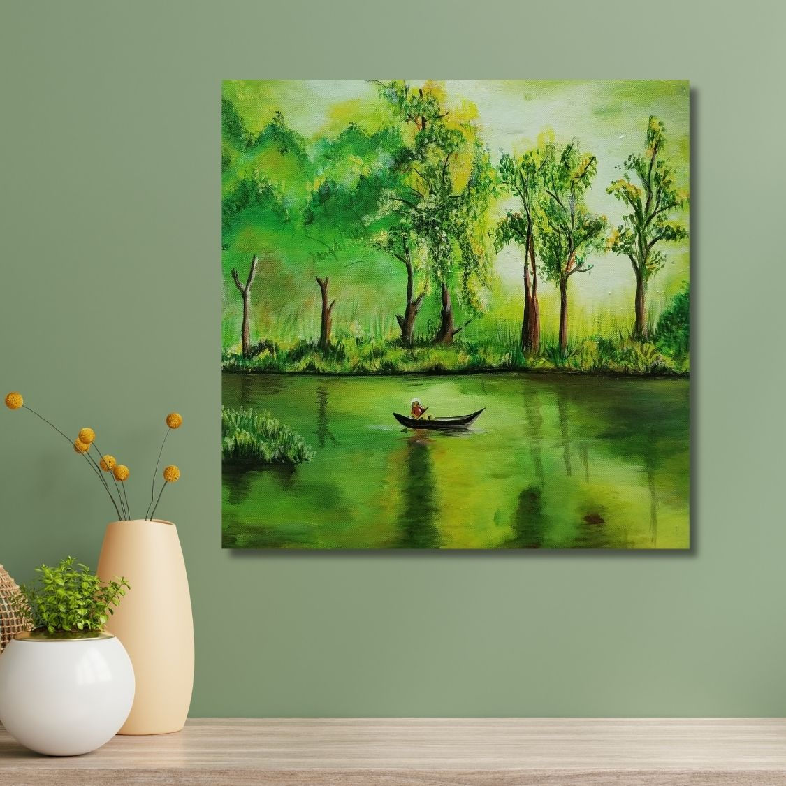 Acrylic Green Nature Painting