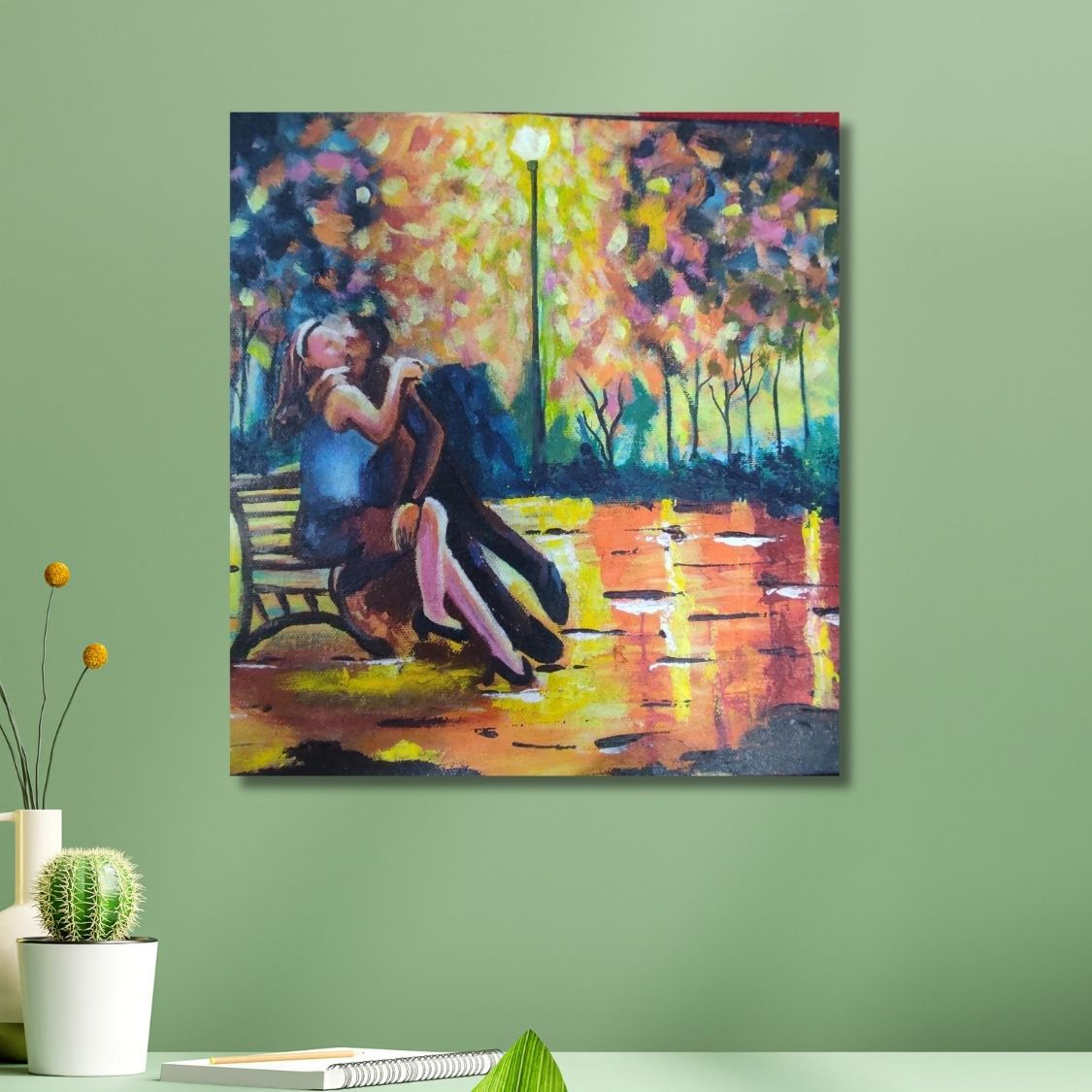 Acrylic couple painting with reflections
