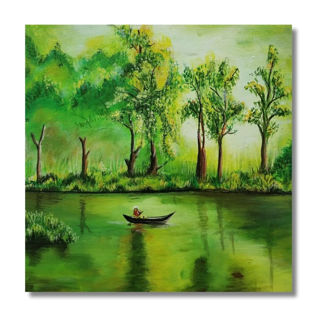 Boat on River Painting