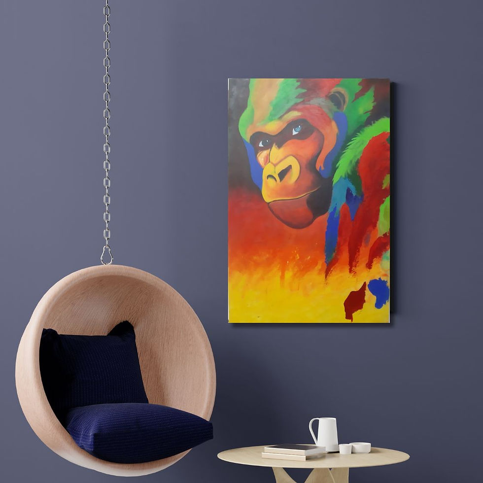 Handmade acrylic abstract monkey art