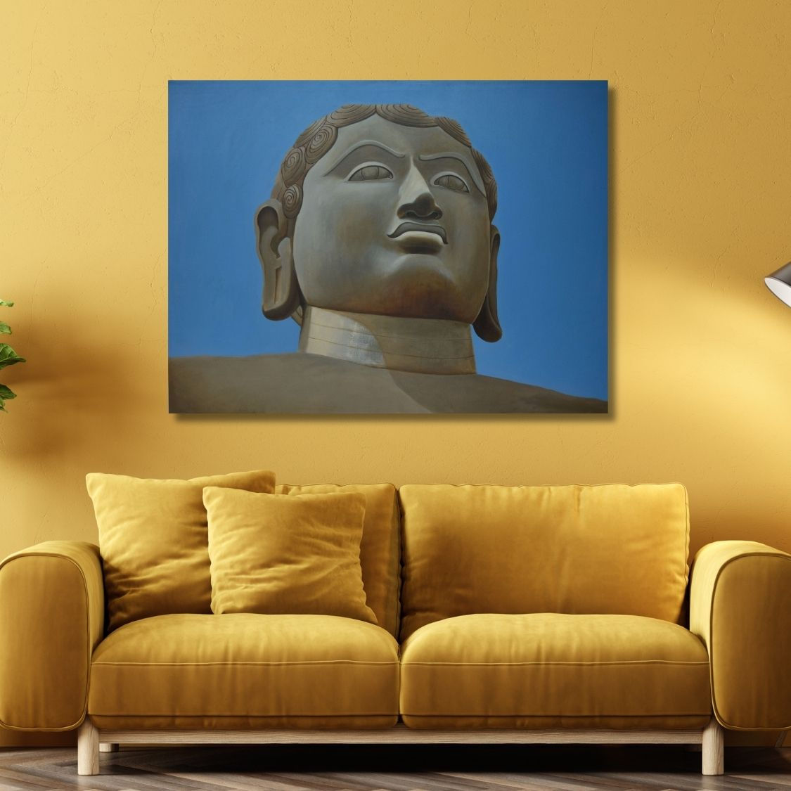 Alternate Angle of Bahubali Sculpture Painting Handmade Acrylic Artwork