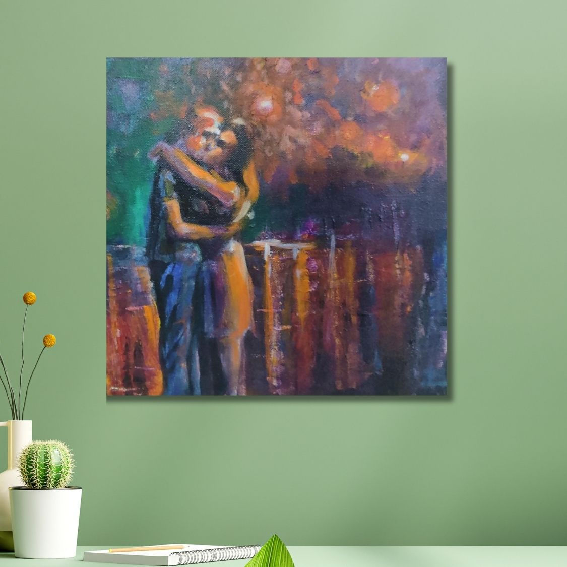 Artistic impressionist couple painting