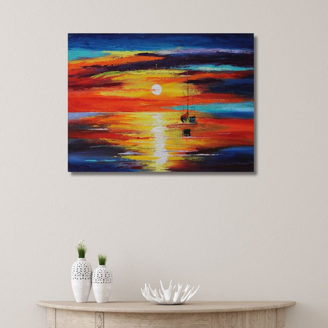 Acrylic Sunset Sea Painting