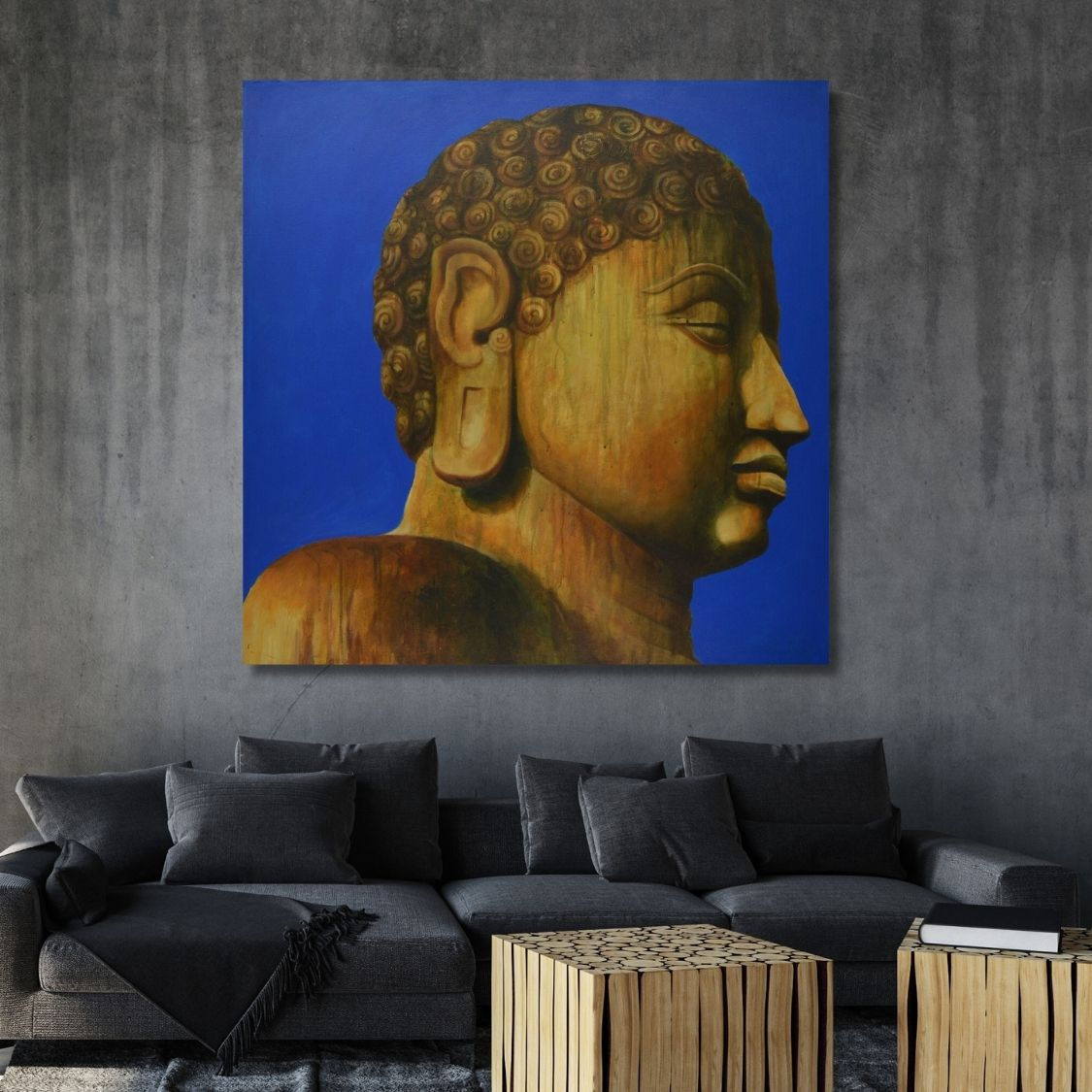 Artist Holding Gomateshwara Bahubali Handmade Painting