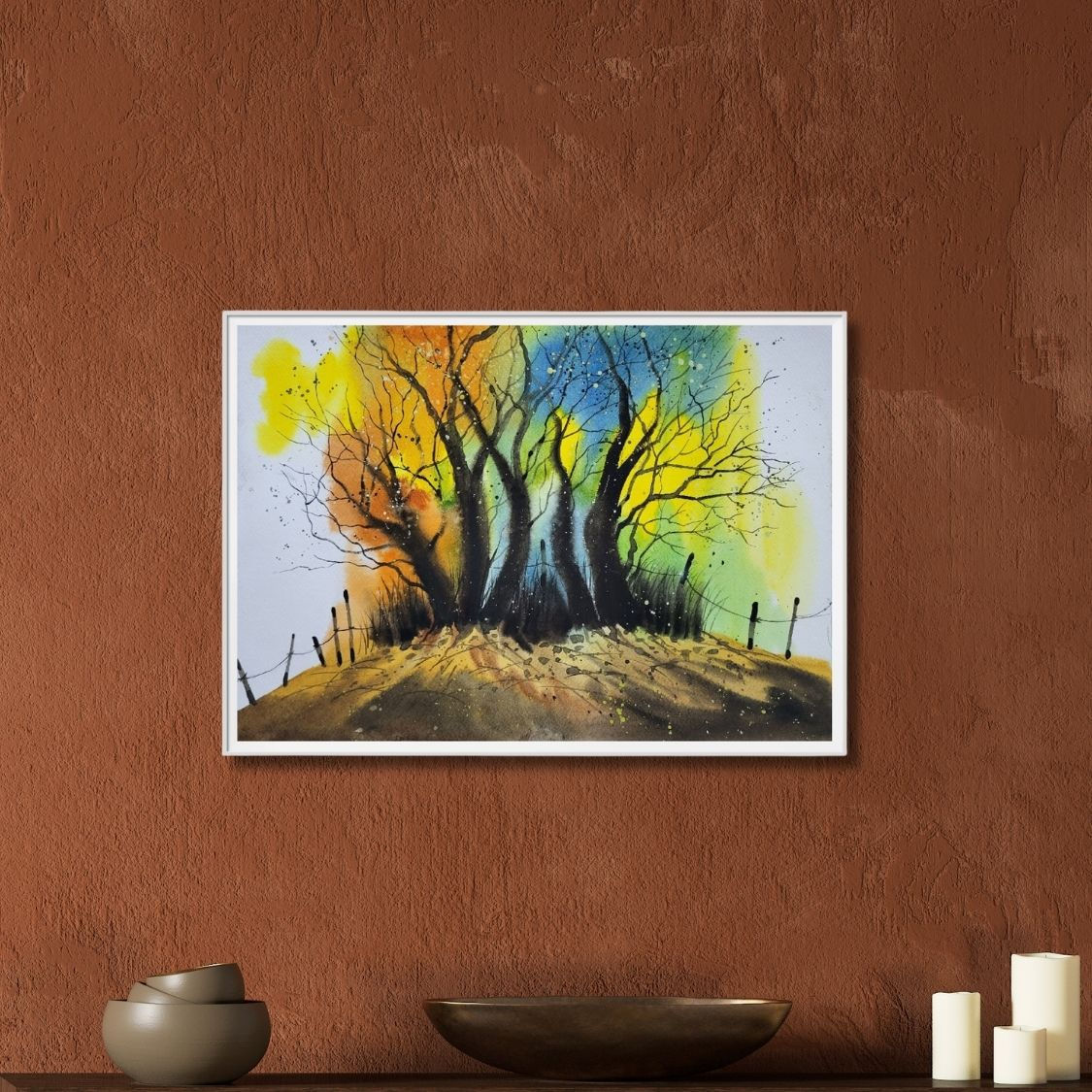 modern watercolor tree painting