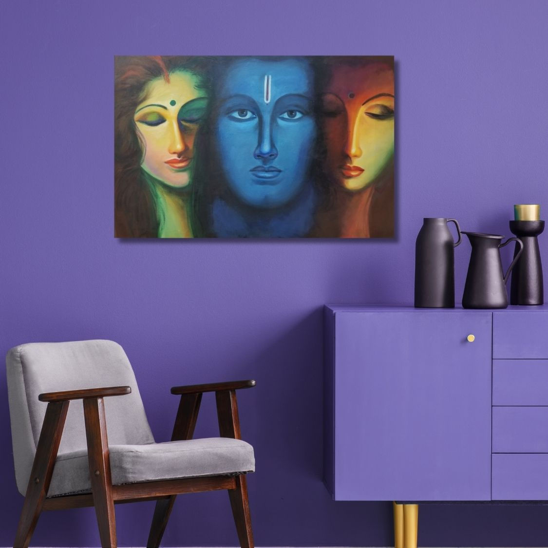 Modern Abstract Krishna Canvas
