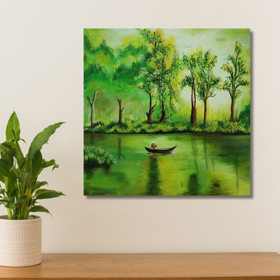 Handmade Forest Reflection Painting