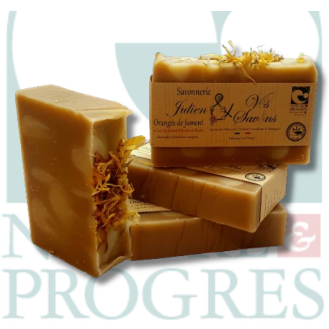 Savon L’Orangé de Jument – Lait de Jument, Karité & Orange | Saponifié à Froid