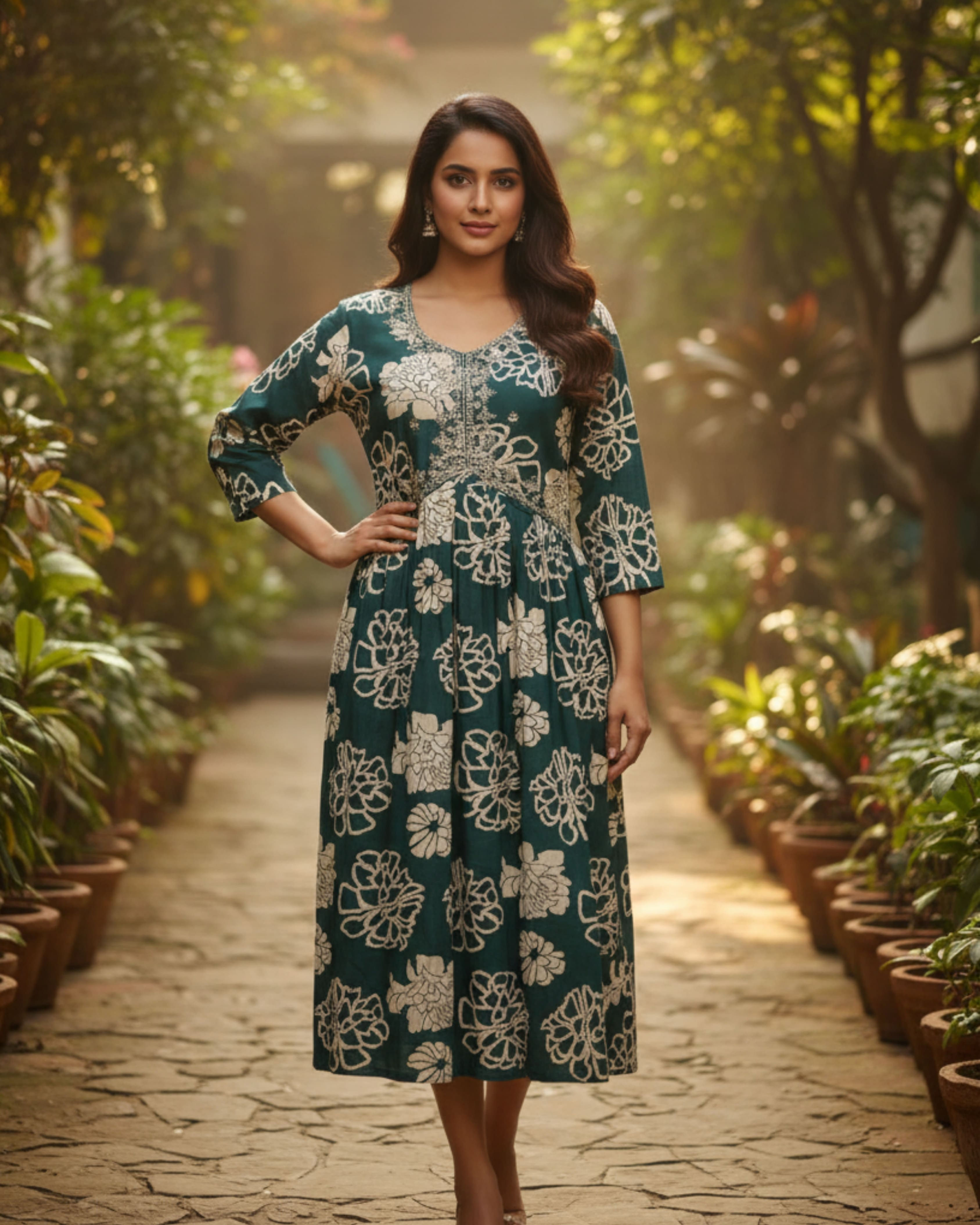 Emerald Bloom Anarkali Kurti