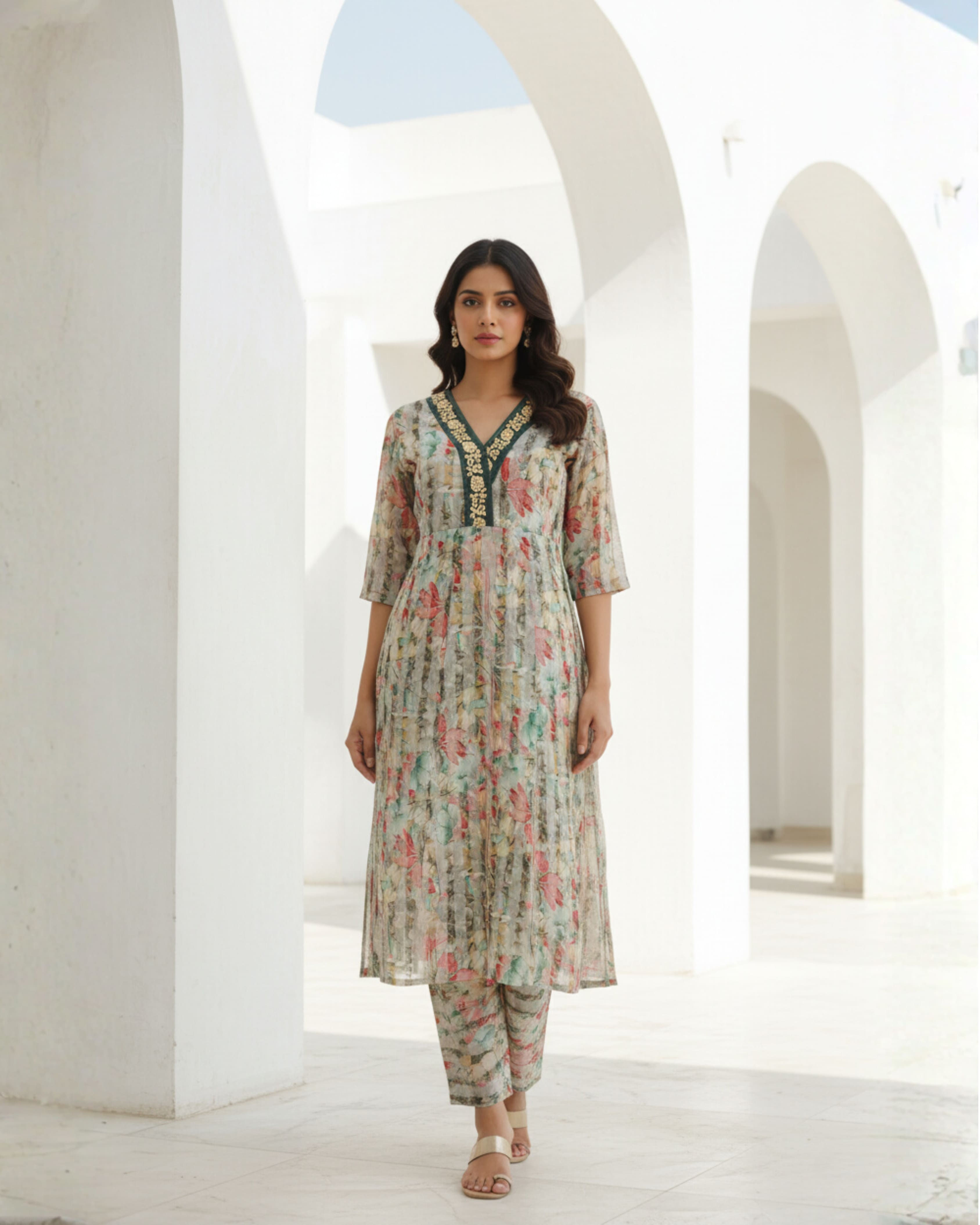 Anghrakha Flared Kurti Set