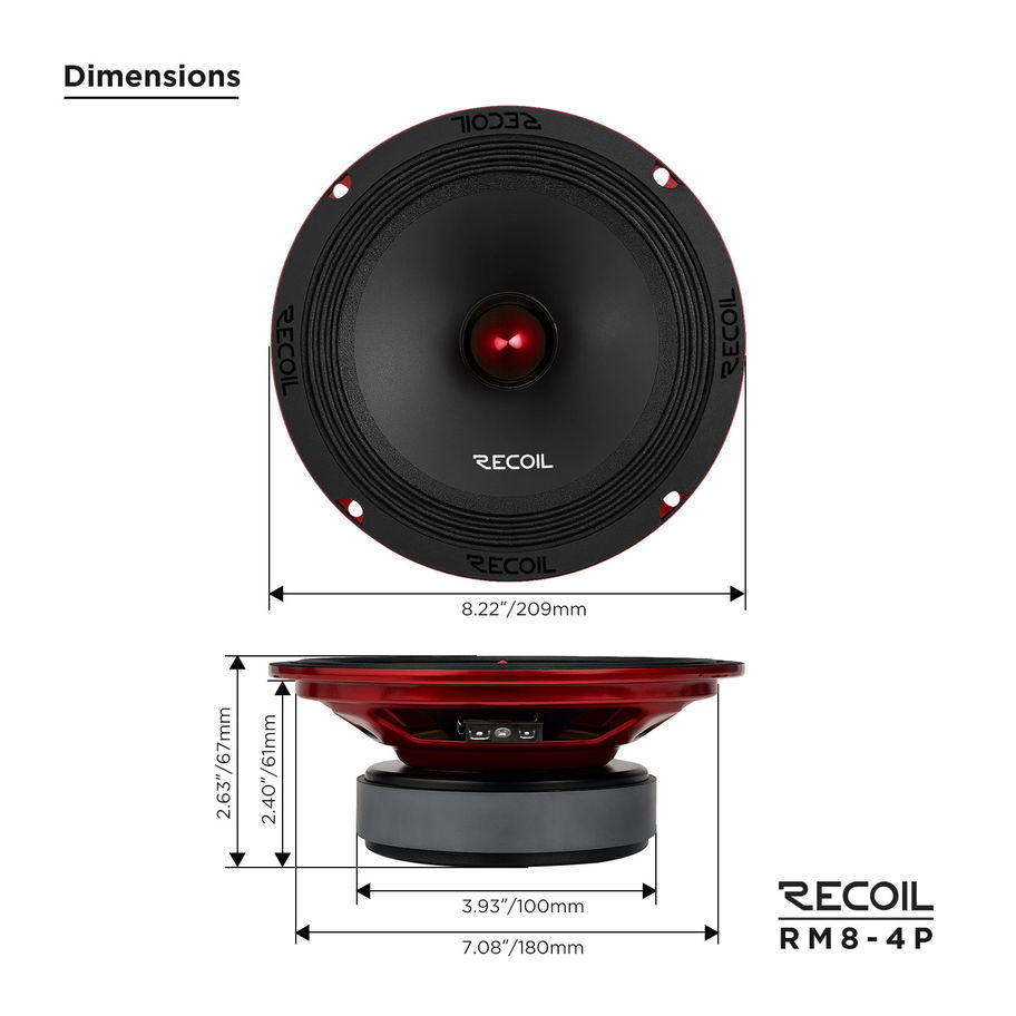 Recoil RM8-4P Red Storm 8 Inch Pro Midrange Speaker 300W
