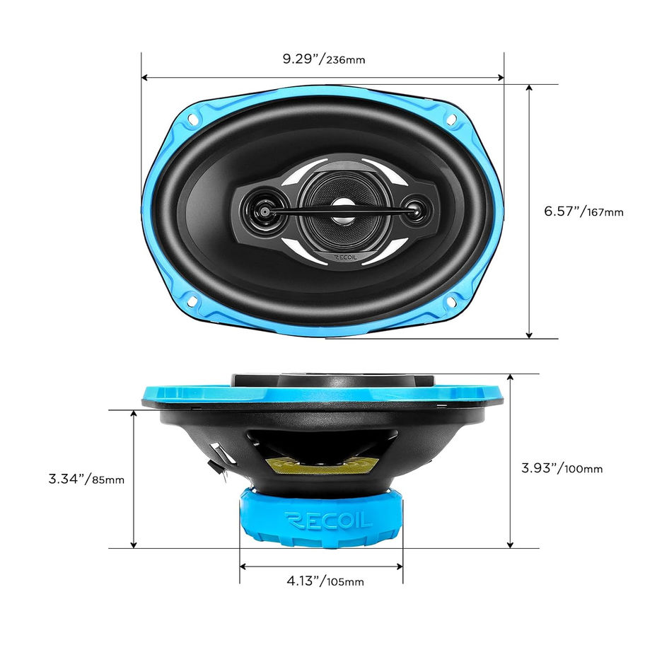 Recoil RCX694 Echo 6x9 Inch 4-Way Coaxial Speakers 120W