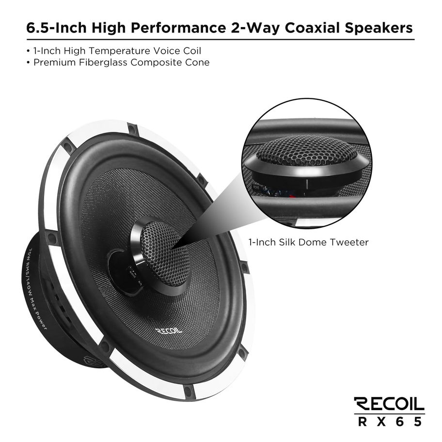 Recoil RX65 Echo Pro 6.5 Inch 2-Way Coaxial Speakers 140W