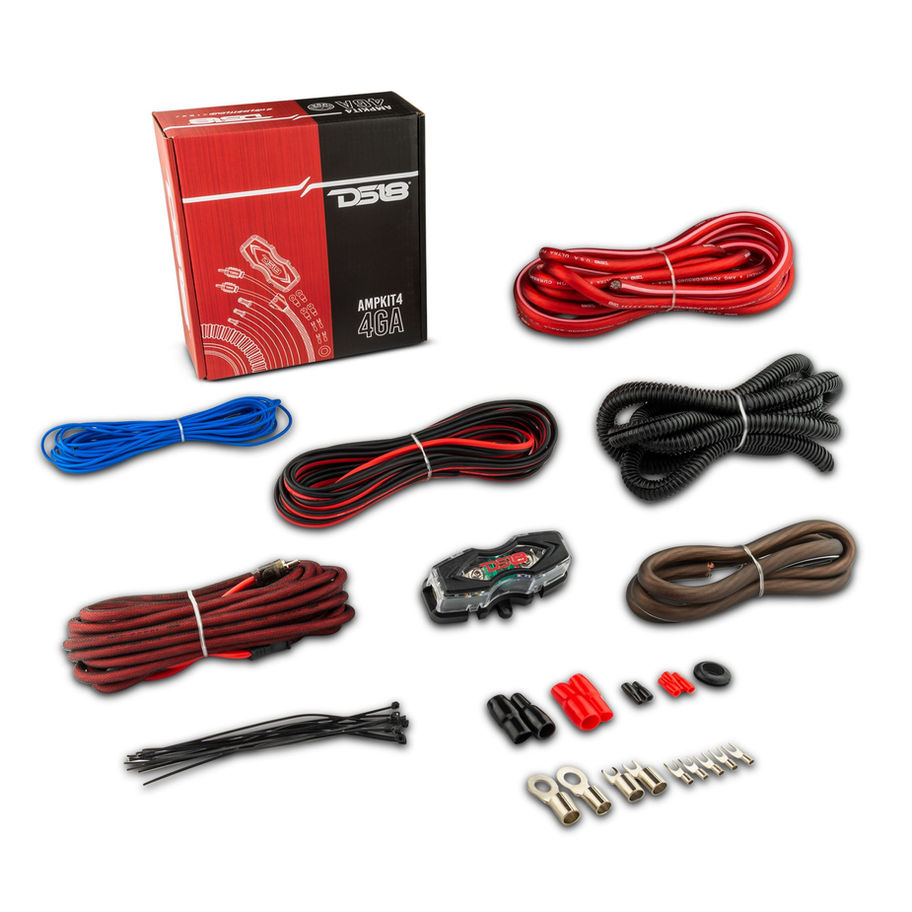 DS18 AMPKIT4 4-GA CCA Red Amplifier Installation Wiring Kit