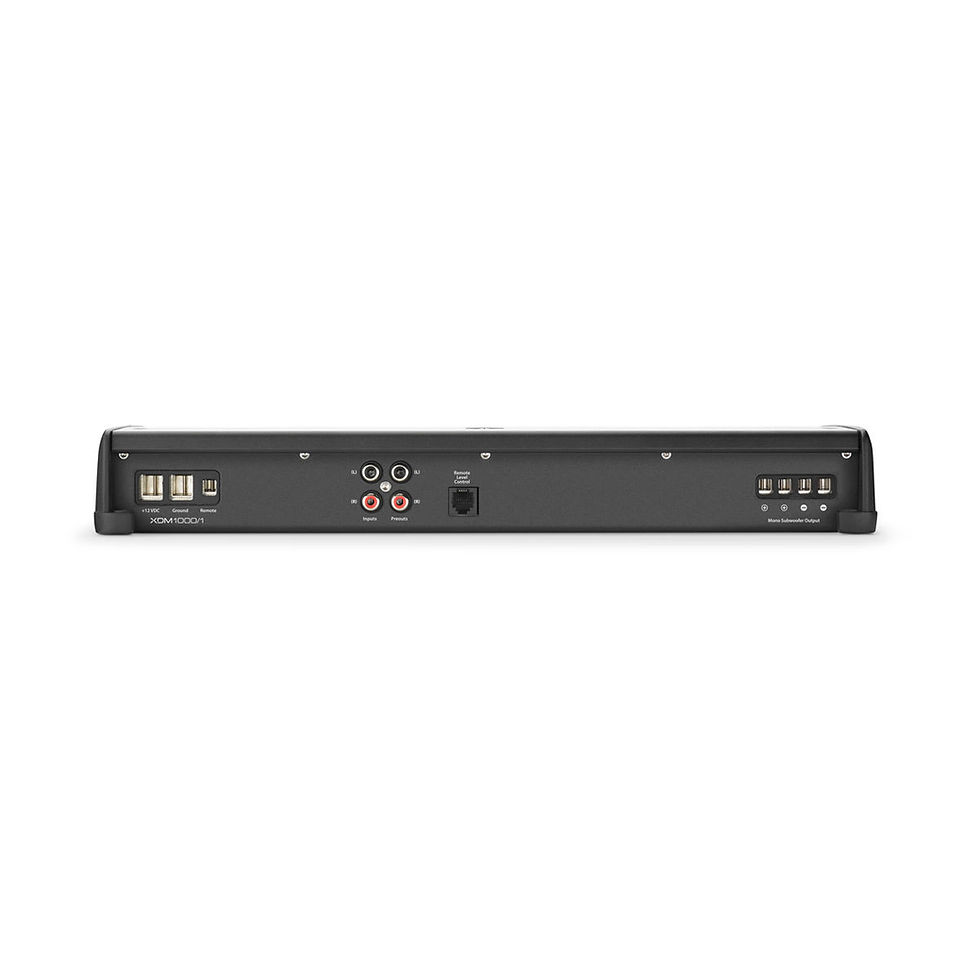 Rear ports of the JL Audio XDM1000/1 Marine Subwoofer Amplifier