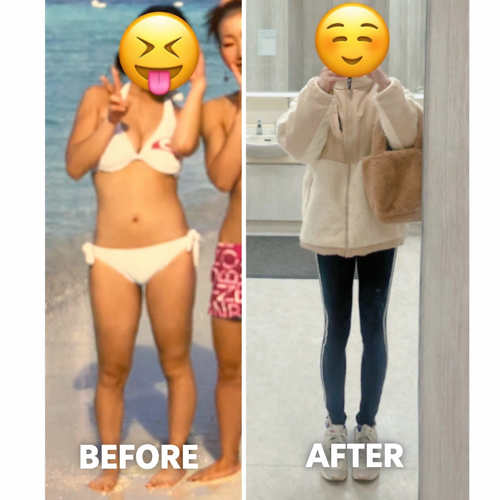 足が細くなり、体重−10kgを達成されたお客様のBefore／After