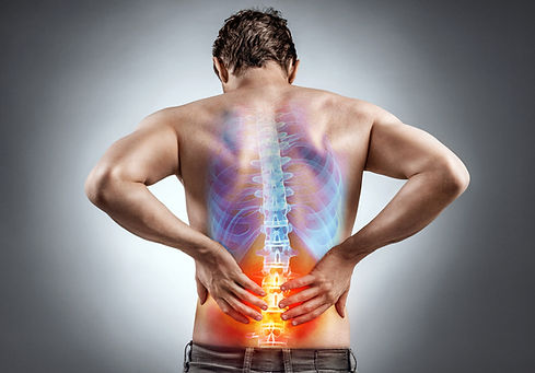 lower back pain on man.